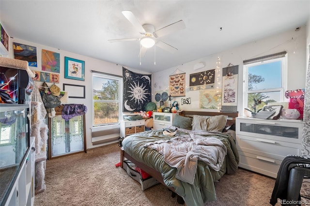 bedroom featuring carpet floors and a ceiling fan