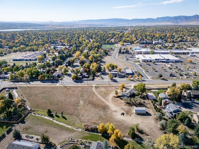 bird's eye view with a mountain view