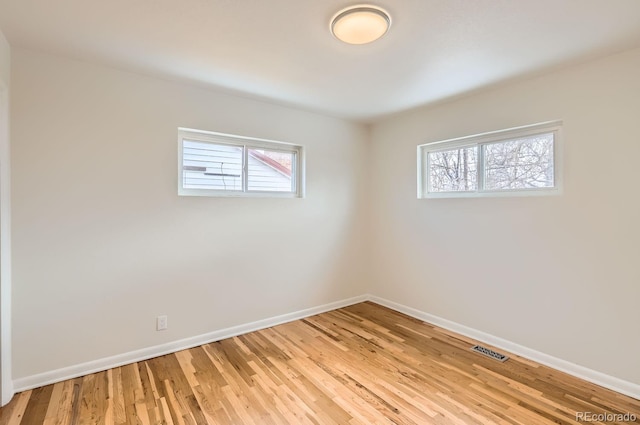 spare room featuring light wood-type flooring and a wealth of natural light