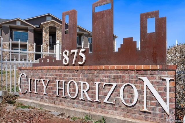 view of community sign