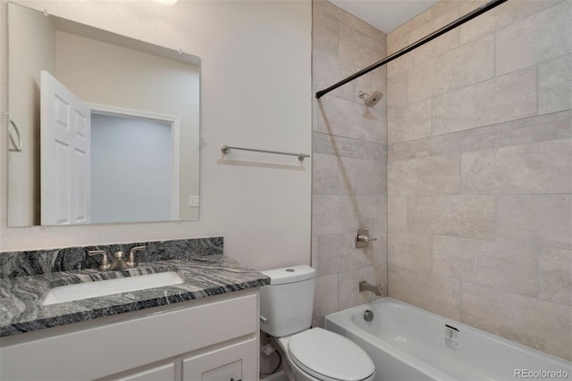 full bathroom featuring vanity, toilet, and shower / bathtub combination