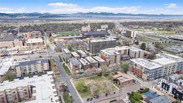 drone / aerial view with a mountain view