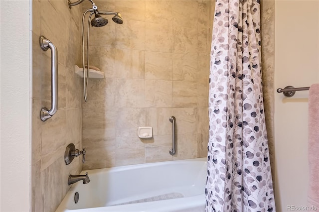 full bath featuring shower / tub combo with curtain