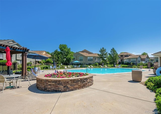 3742 E 127th Ln, Thornton, CO 80241 - community pool with a residential view, a pergola, and a patio