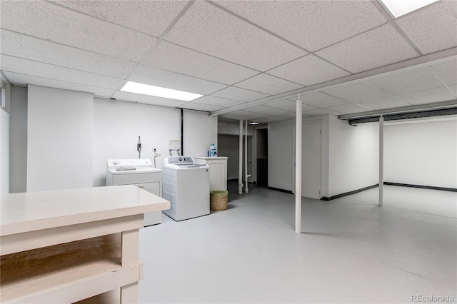 2790 S Wheeling Way, Aurora, CO 80014 - finished basement with washing machine and dryer and a drop ceiling