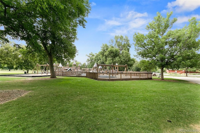 view of yard with a playground