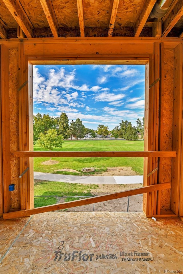 interior space with a lawn