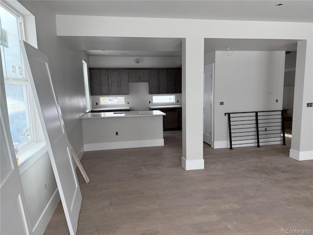 kitchen with dark brown cabinets