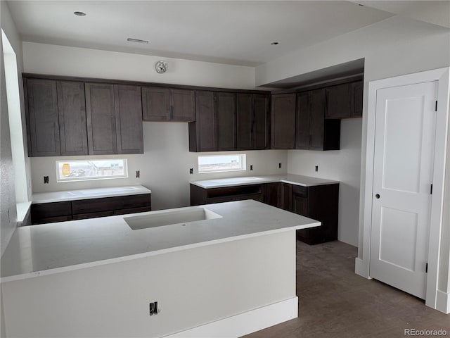 kitchen featuring sink and dark brown cabinets