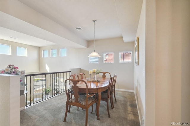 view of carpeted dining room