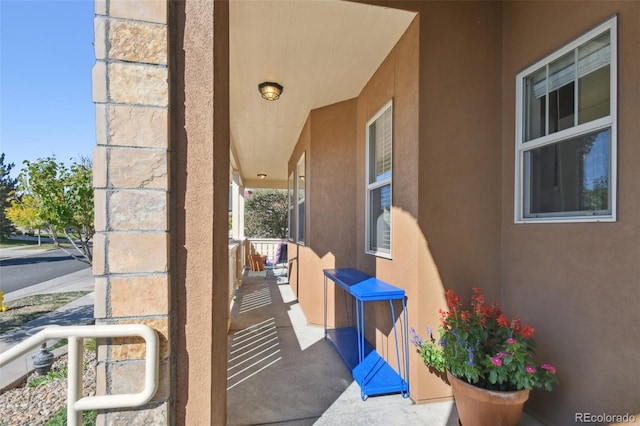 view of patio featuring a porch