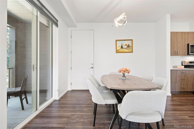 dining room with dark hardwood / wood-style floors