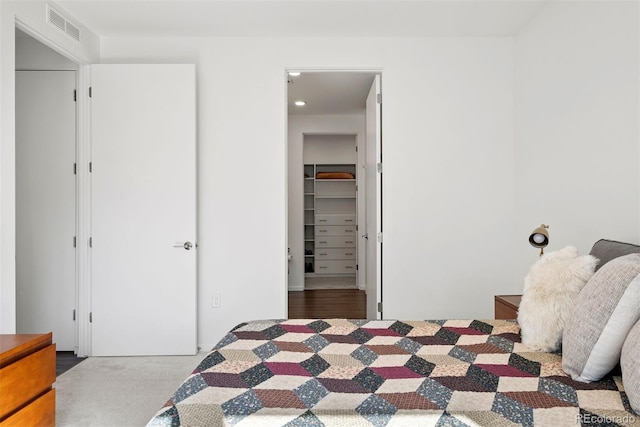 bedroom featuring a spacious closet and a closet