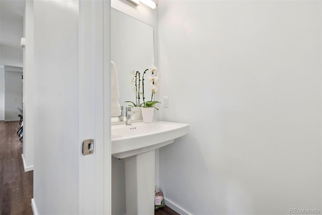 bathroom featuring wood-type flooring