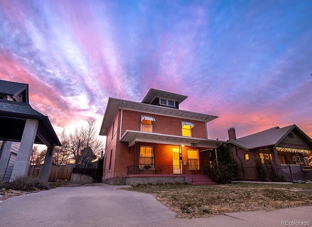 view of front of house with covered porch