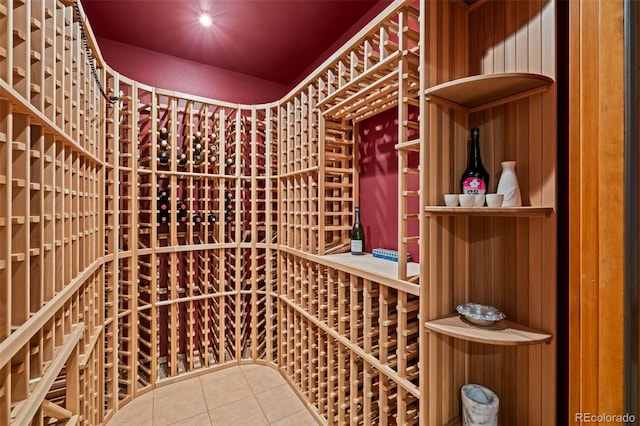 wine area with tile patterned floors