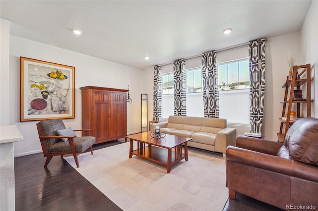 living room with light wood-type flooring