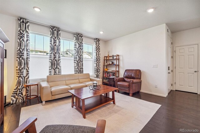 living room with hardwood / wood-style flooring