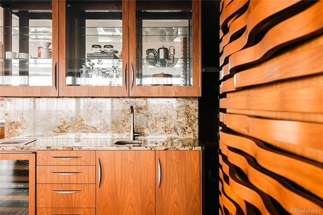1133 14th St Unit 3420, Denver, CO 80202 - indoor wet bar featuring wine cooler and decorative backsplash