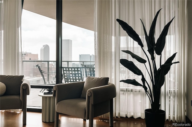 1133 14th St Unit 3420, Denver, CO 80202 - sitting room with a city view and wood finished floors