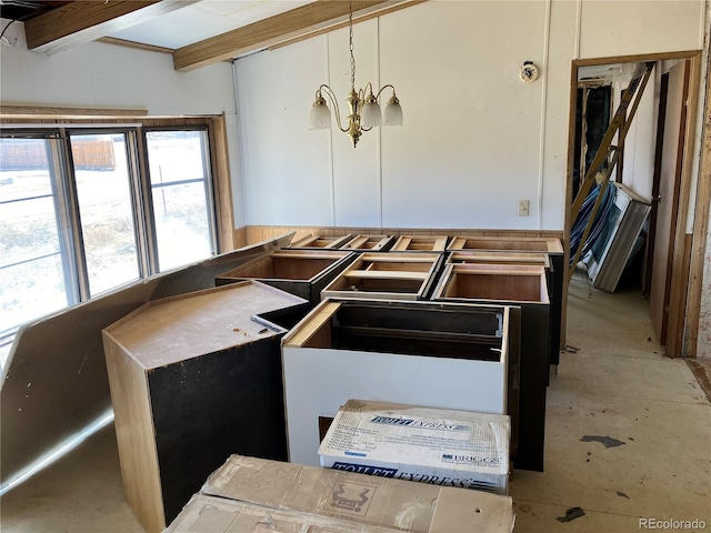 11469 Ruby Mountain Ln, Nathrop, CO 81236 - unfurnished dining area featuring beamed ceiling