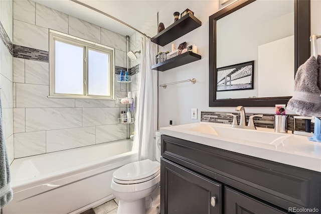 14742 E Radcliff Pl, Aurora, CO 80015 - full bathroom featuring shower / tub combo with curtain, toilet, and vanity
