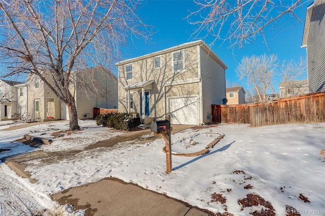 view of snow covered property