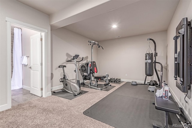 15647 Weaver Gulch Dr, Morrison, CO 80465 - exercise room featuring baseboards and recessed lighting