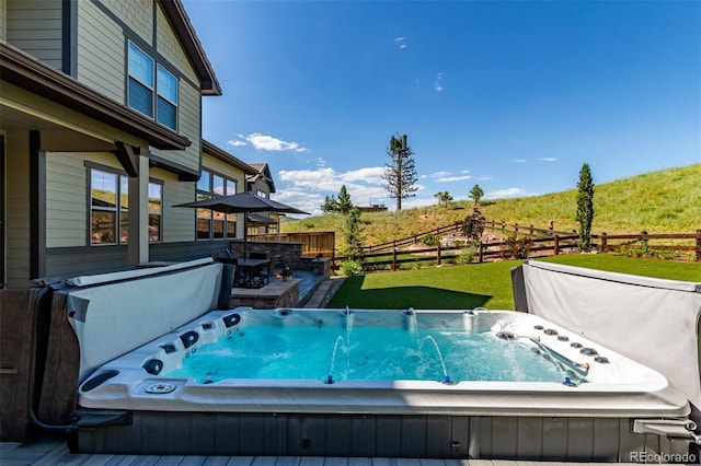 15647 Weaver Gulch Dr, Morrison, CO 80465 - view of patio / terrace with a covered hot tub and a wooden deck