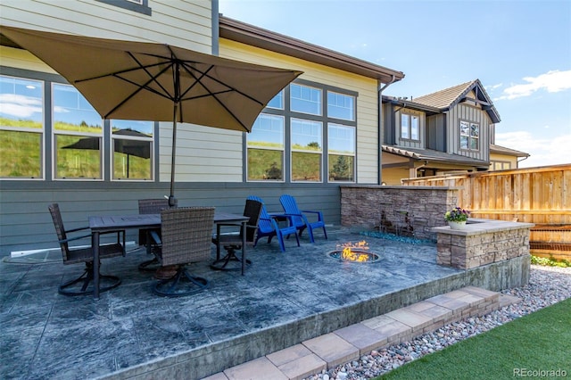 15647 Weaver Gulch Dr, Morrison, CO 80465 - view of patio with an outdoor fire pit
