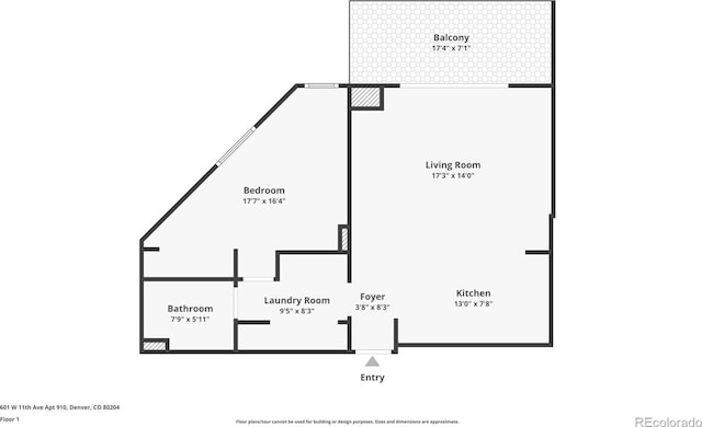601 W 11th Ave Unit 910, Denver, CO 80204 - property floor plan