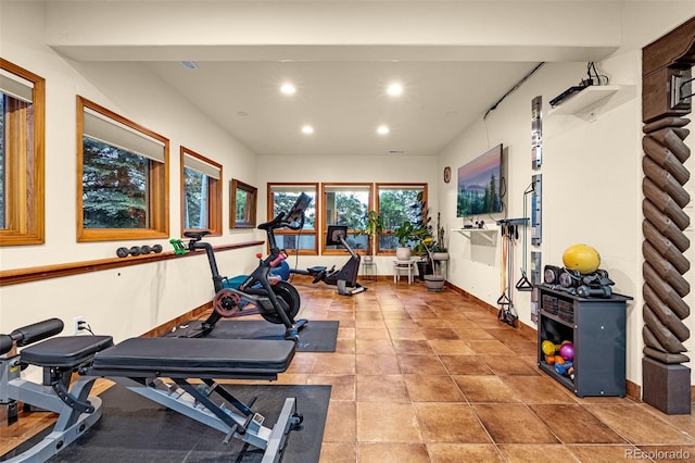 17995 Minglewood Trl, Monument, CO 80132 - workout room featuring recessed lighting and baseboards