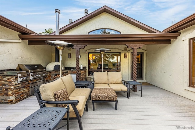 17995 Minglewood Trl, Monument, CO 80132 - wooden deck featuring an outdoor living space and area for grilling