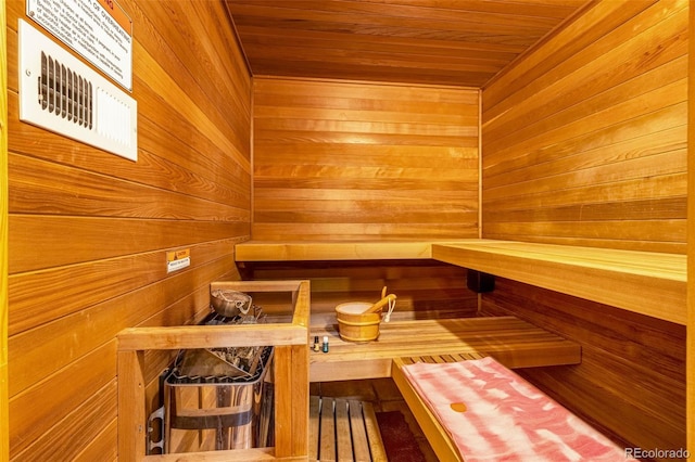 17995 Minglewood Trl, Monument, CO 80132 - sauna featuring wooden ceiling and wooden walls