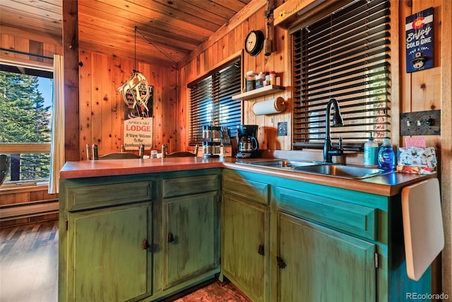 kitchen with sink, pendant lighting, and plenty of natural light