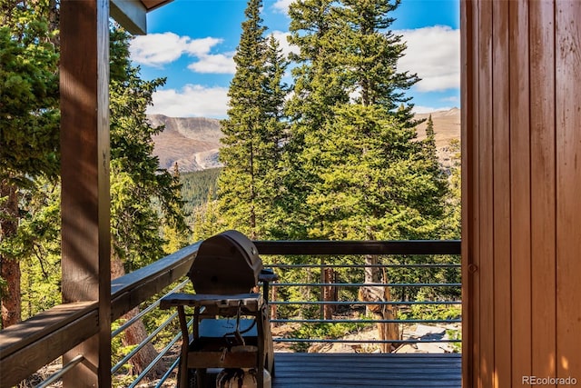 balcony featuring grilling area and a mountain view