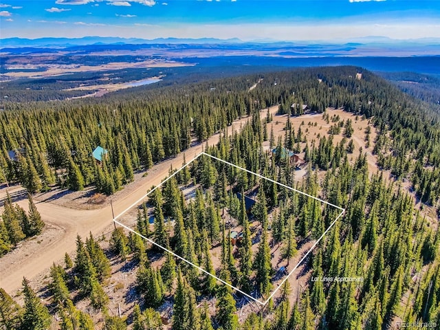 bird's eye view with a mountain view