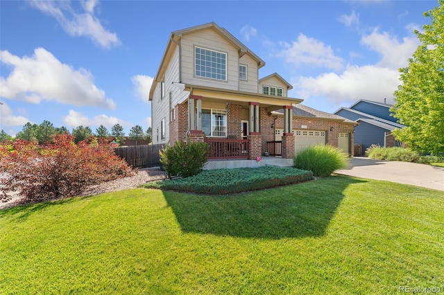 12978 Newport Way, Thornton, CO 80602 - traditional home featuring covered porch, concrete driveway, brick siding, and a garage
