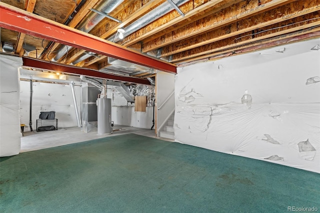 12978 Newport Way, Thornton, CO 80602 - unfinished basement with electric water heater and stairs