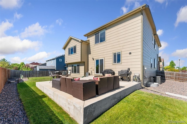 12978 Newport Way, Thornton, CO 80602 - back of house with an outdoor hangout area, a fenced backyard, and a patio