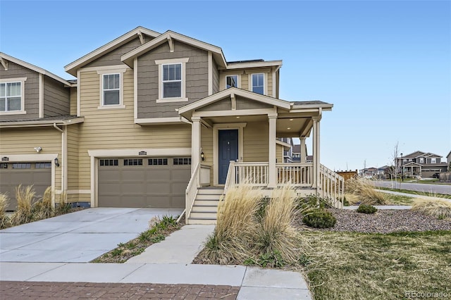 17530 E 95th Ave, Commerce City, CO 80022 - view of front facade with covered porch, a garage, driveway, and stairway