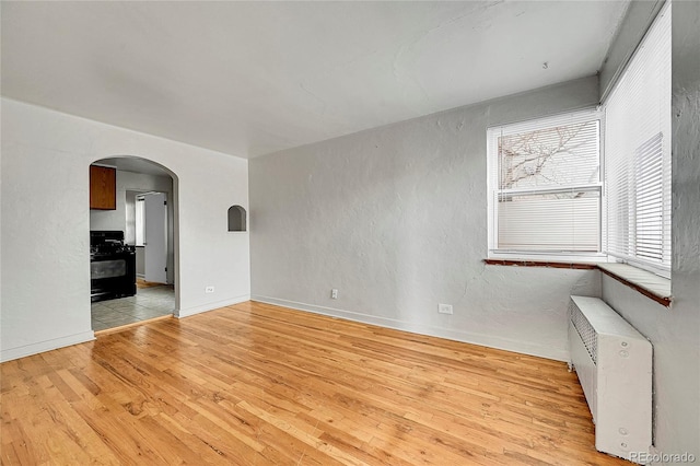 unfurnished living room featuring light wood-type flooring