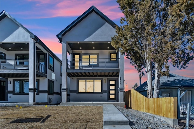 modern home featuring a balcony