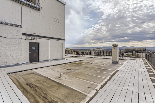 deck with a mountain view