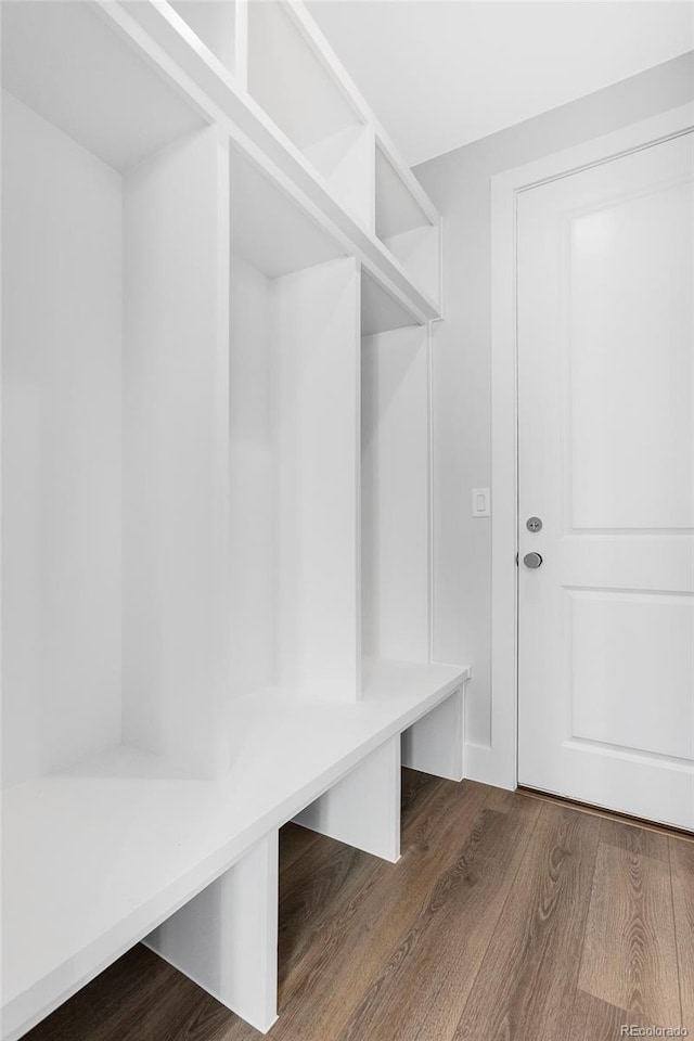 mudroom featuring dark hardwood / wood-style floors