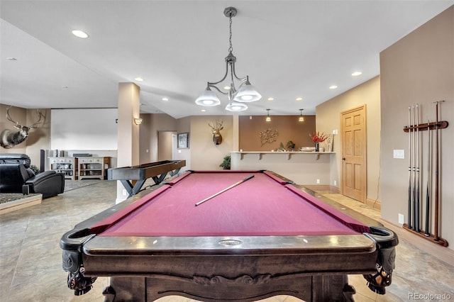 15125 Spring Valley Rd, Larkspur, CO 80118 - recreation room featuring billiards, recessed lighting, and baseboards