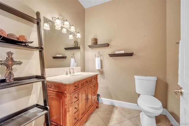 15125 Spring Valley Rd, Larkspur, CO 80118 - half bathroom featuring vanity, toilet, baseboards, and tile patterned floors