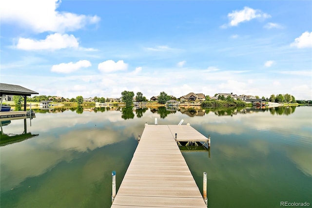 view of dock featuring a water view