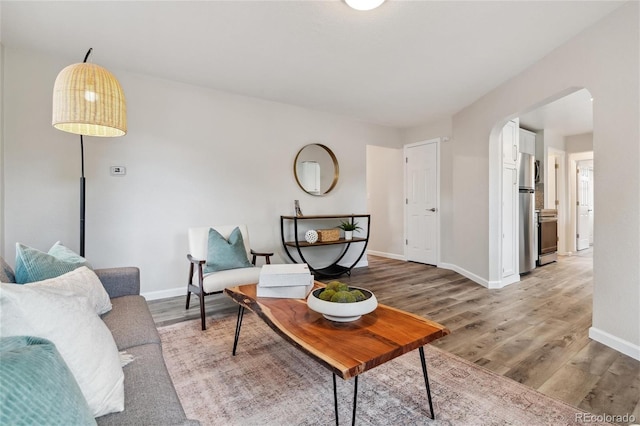 living room featuring light hardwood / wood-style flooring