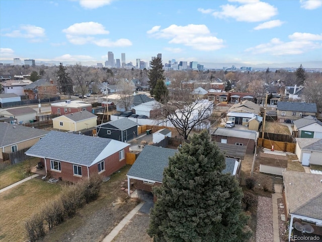 aerial view with a view of city and a residential view